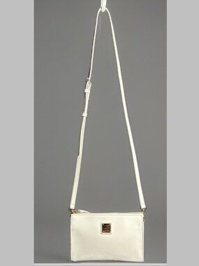 Dooney & Bourke Janine White Patent Leather Crossbody Bag Removable Strap W/ COA